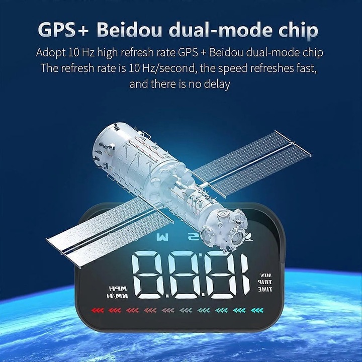 Head Up Display autó GPS sebességmérő fekete 10x5x3cm