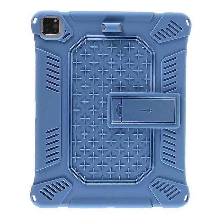 Husa tableta, silicon si plastic, albastru, 12.9 inch, cu suport integrat