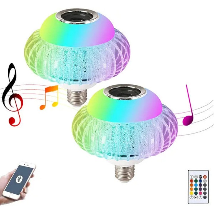 RGB Izzó Bluetooth hangszóróval, színváltós, távirányítóval, 2 db
