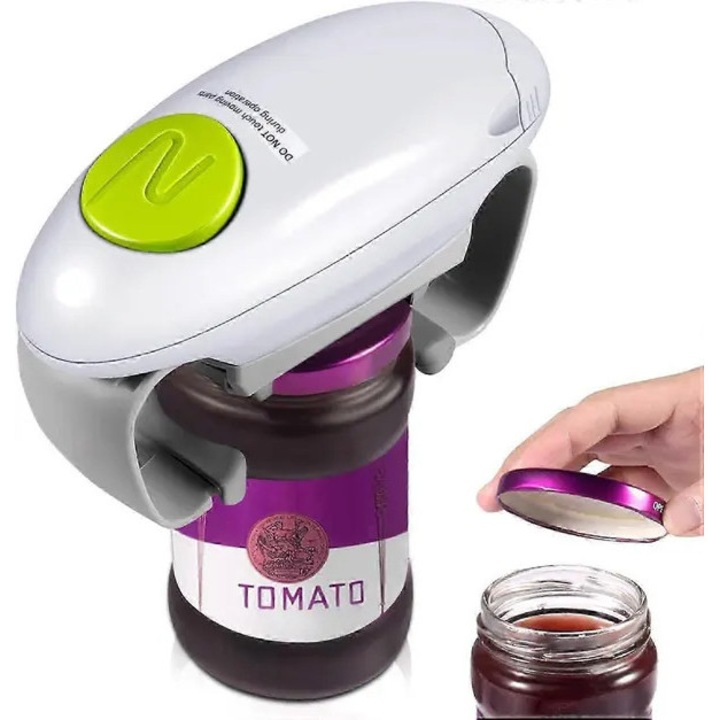 Ergonomikus, automata, fehér, kompakt elektromos konzervnyitó