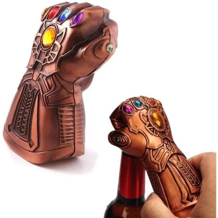 Rozsdamentes acél palacknyitó hengeres nyéllel, Thanos ököl modell, többszínű, hordozható méretek