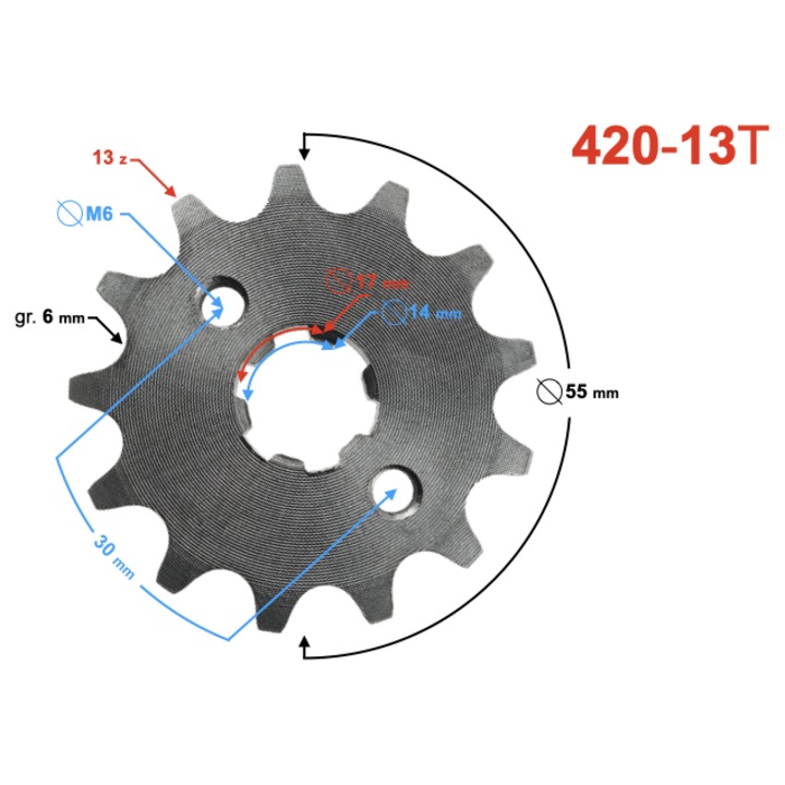 Pinion Moretti 13Z 13 fog 420 ezüst 55mm