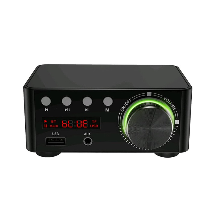 Sztereó digitális erősítő 100W Bluetooth 5.0 fekete 9V-24V