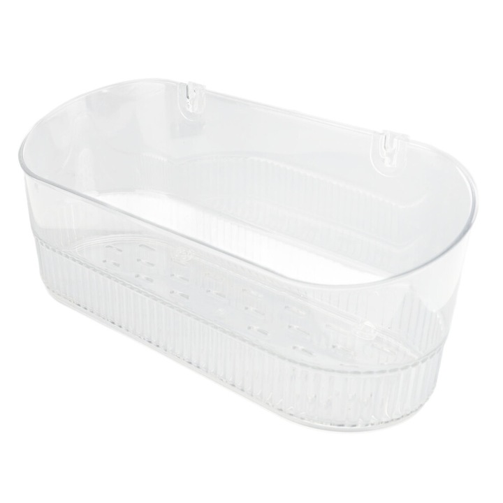 Suport depozitare baie cu ventuze, plastic transparent, rezistent la apa, 600g