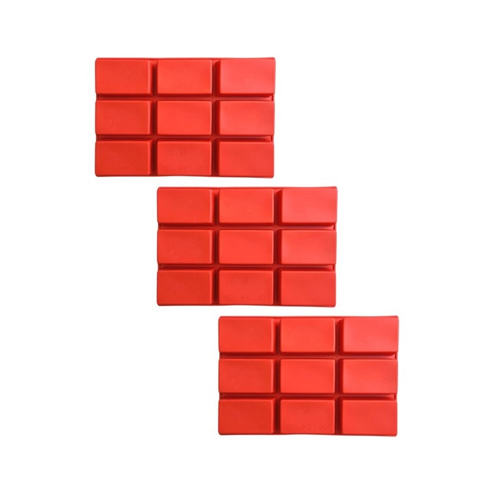 Set 3 tavi silicon 9 cavitati pentru copt rosu 23x12x5cm