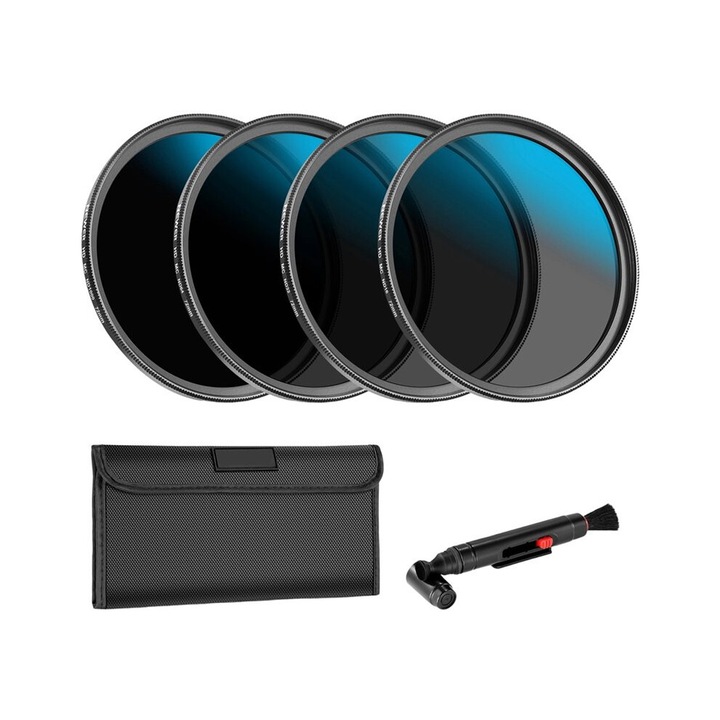 Комплект филтри ND16 ND32 ND64 ND1000 52mm с органайзерна чанта и комплект за почистване
