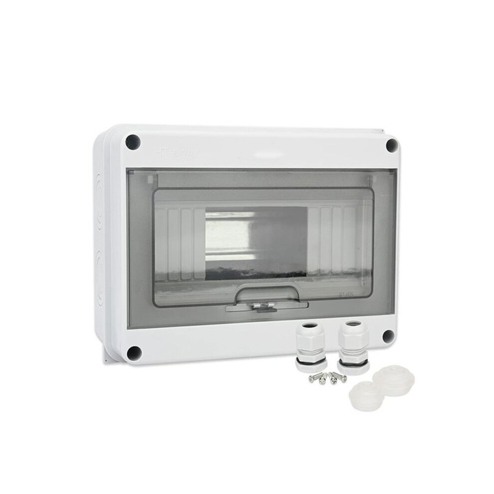 Elektromos elosztószekrény 8 utas, vízálló IP65, szürke, 200x92x155mm