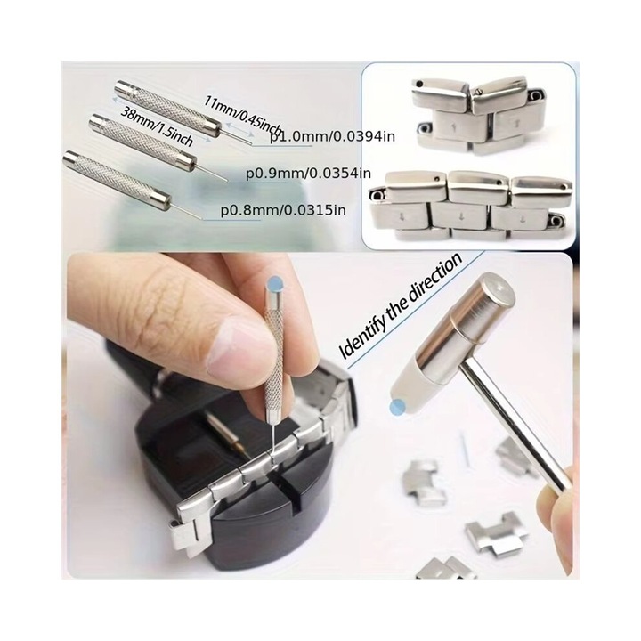 Set scule reparat ceas, 52 piese, negru, metal+ABS