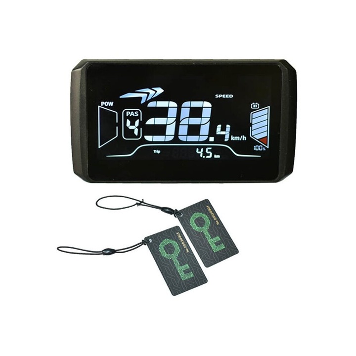 Elektromos kerékpár LCD kijelző, NFC, fekete, 24-72V, kompakt, vízálló