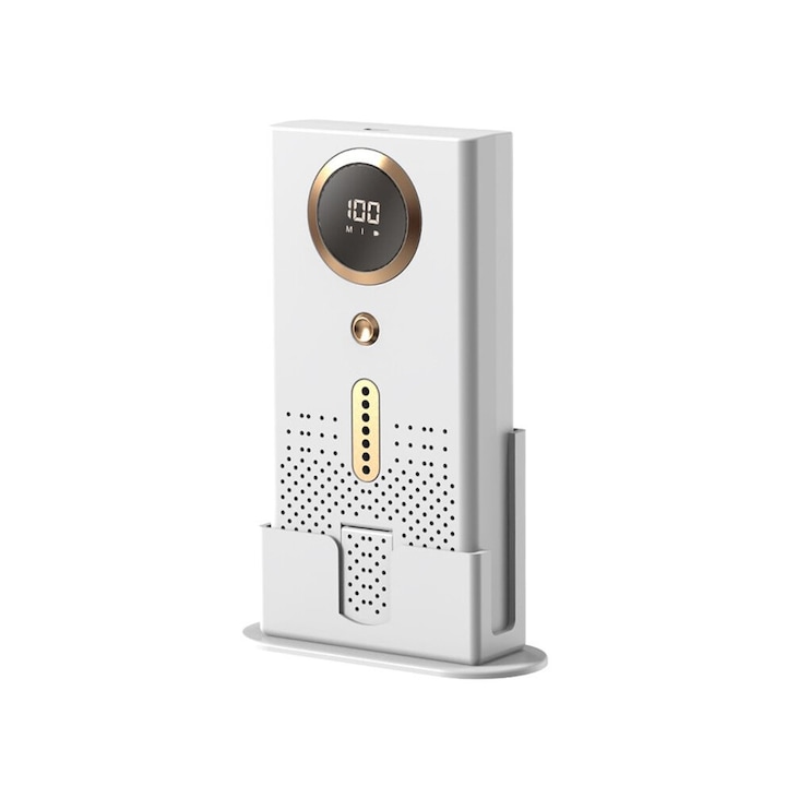 Hordozható légtisztító, HEPA szűrő, ionizátor, fehér, USB