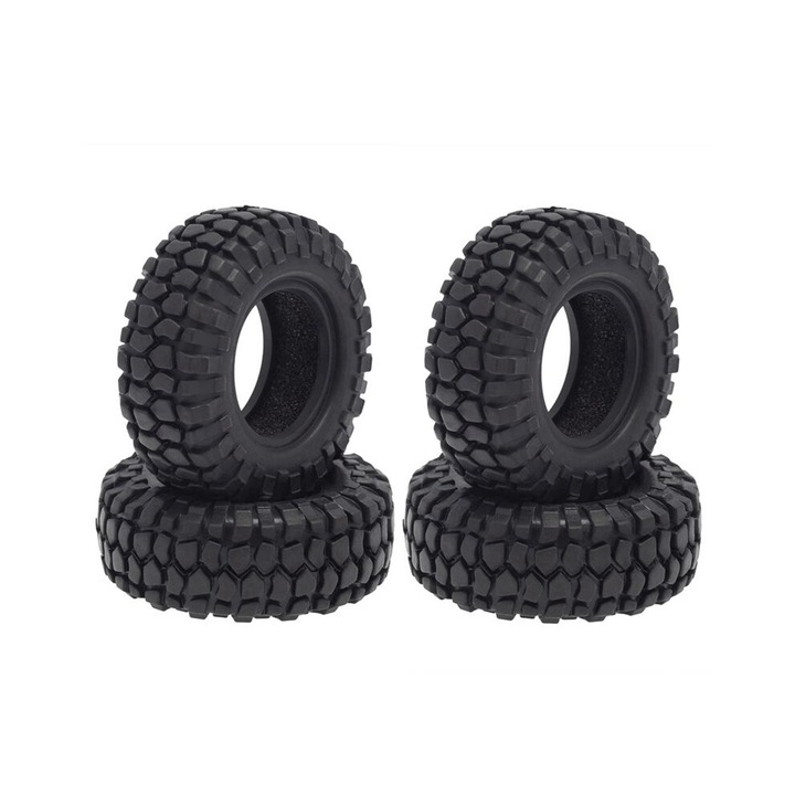 Set 8 anvelope cauciuc moale 48x18mm negru pentru RC crawler 1/24