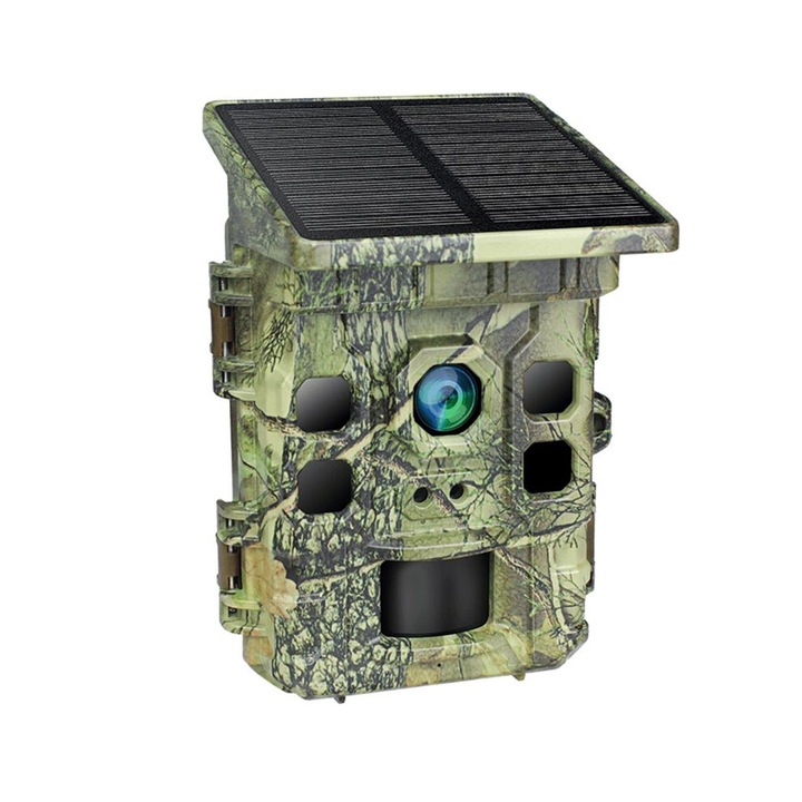 4K соларна камера за наблюдение, WiFi, водоустойчива, нощно виждане, 6V, 2MP, 2" дисплей
