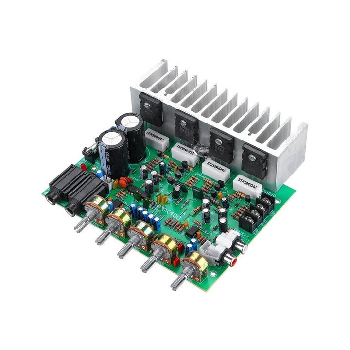 Audio erősítő 250W, PT2399 reverb, 2 csatornás, fekete, 15.8x16.7x4.2cm