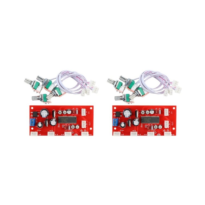 HIFI sztereó előerősítő, 2 db, hangerő, mély, magas hangszín, balansz szabályozás, PCB, többszínű