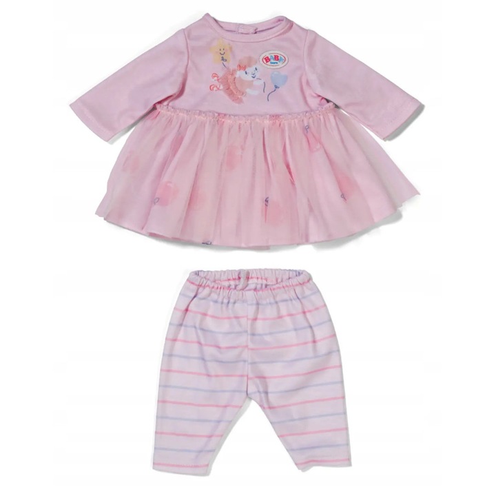 Rochie roz pentru papusa BABY Born, 36cm, set textile