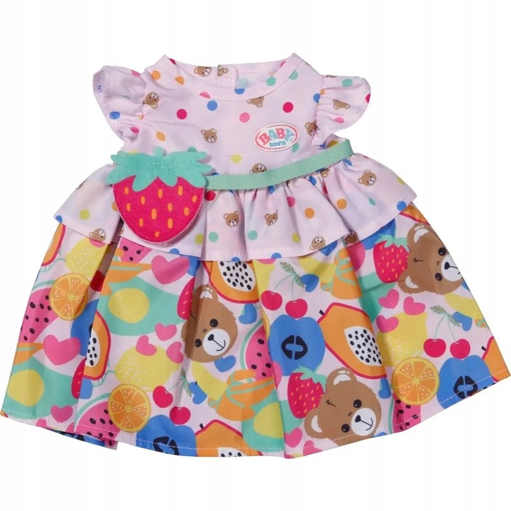 Rochie Baby Born, Zapf Creation, imprimeu fructat, 43cm, material textil