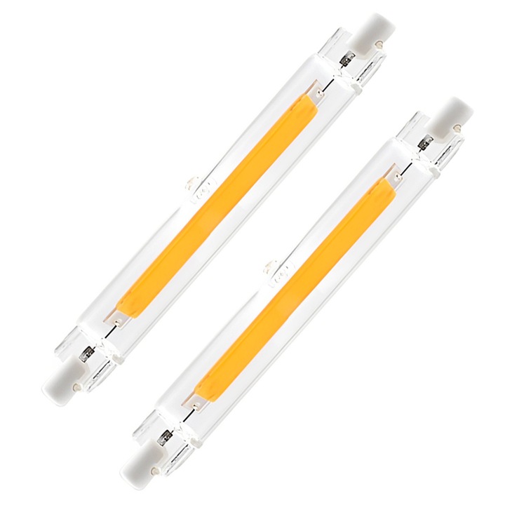 LED R7S dupla lámpa, kerámia és üveg, hideg és meleg fehér, 78x118mm
