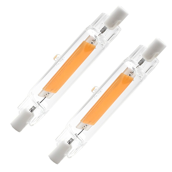 LED R7S dupla lámpa, kerámia és üveg, hideg és meleg fehér, 78x118mm
