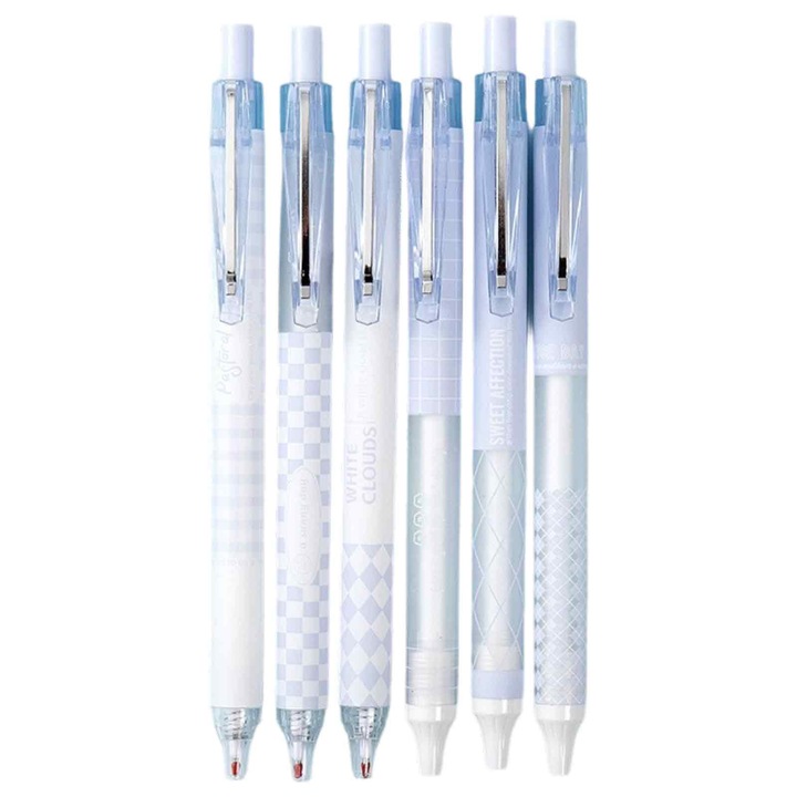 Kihúzható gél toll készlet, 6 db, ergonomikus, lila, 0.5mm