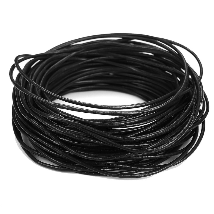 Fekete valódi bőr zsinór 5mx1mm ékszerekhez és DIY kiegészítőkhöz