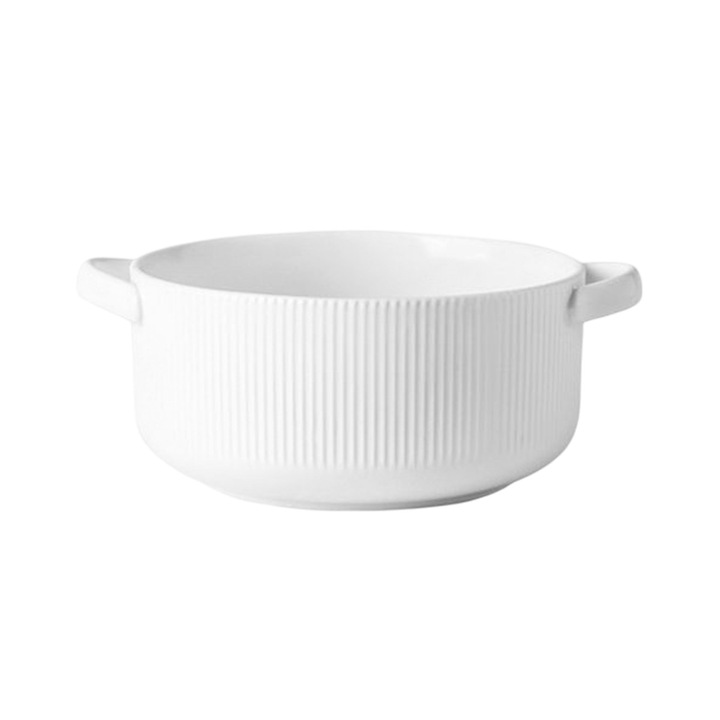Bol mare ceramic pentru servire, alb, 25x12cm