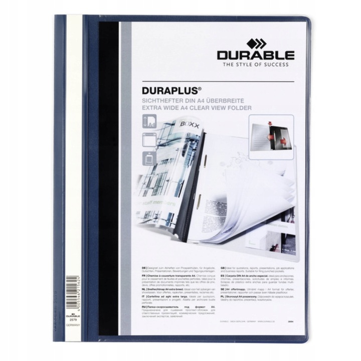 Doza Prezentare A4 Durable Duraplus, Albastru