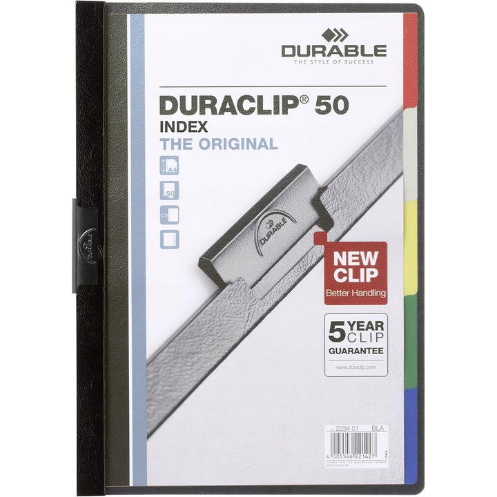 Doza Duraclip Original Durable 223401, 25 buc, A4, Negru