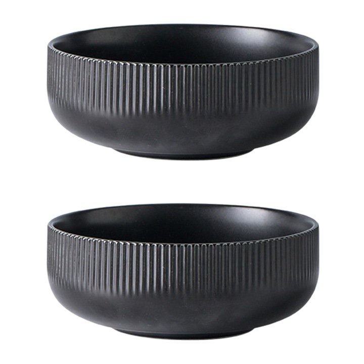 Set 2 boluri ceramice albe, adanci, 25x12cm, pentru salate si supe