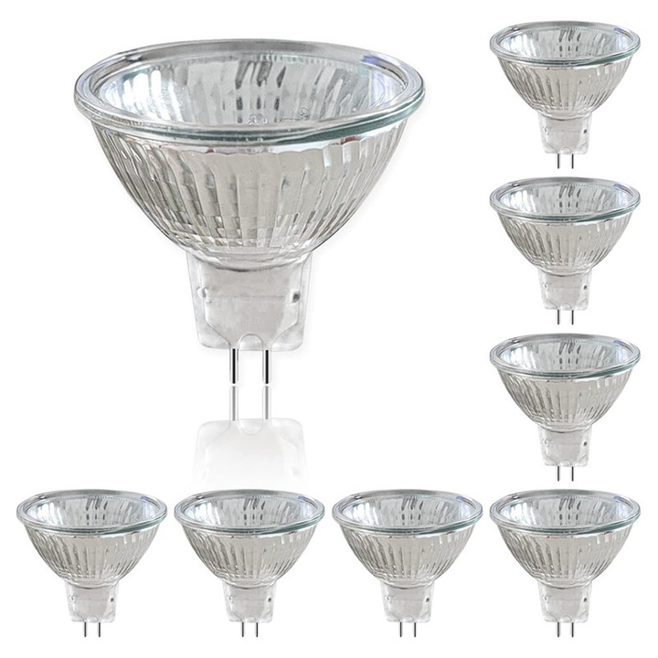 8 db MR16 50W halogén izzó készlet, GU5.3, meleg fehér, 36°, 12V