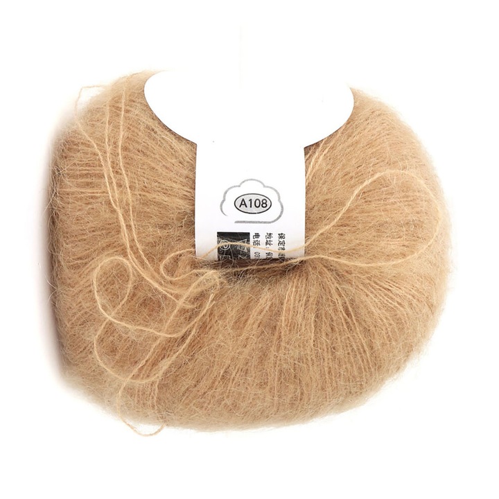 Puha, hosszú mohair fonal, khaki, 26g