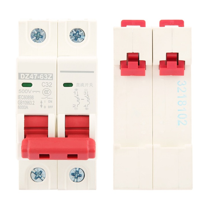 Siguranta electrica mini 2P 32A 500V 6kA 179g