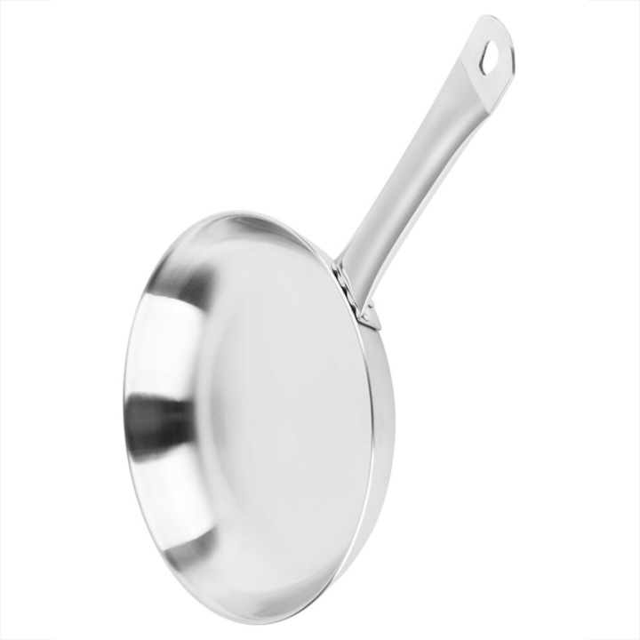 Rozsdamentes acél serpenyő 24cm, vastag falú, segédfogantyúval, tapadásmentes