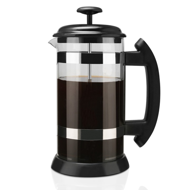 Cafetiera French Press 1000ml otel inoxidabil sticla borosilicata transparenta