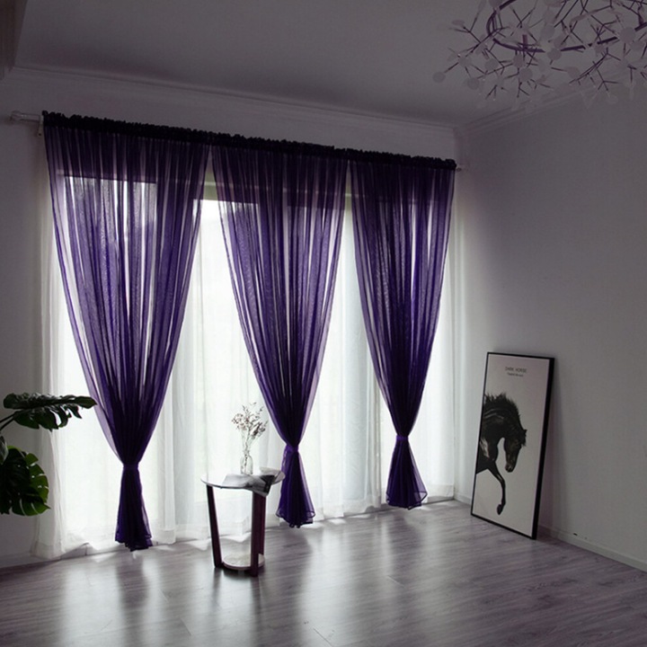 Poliészter voile függöny, egyszínű, lila, 1x2.7m