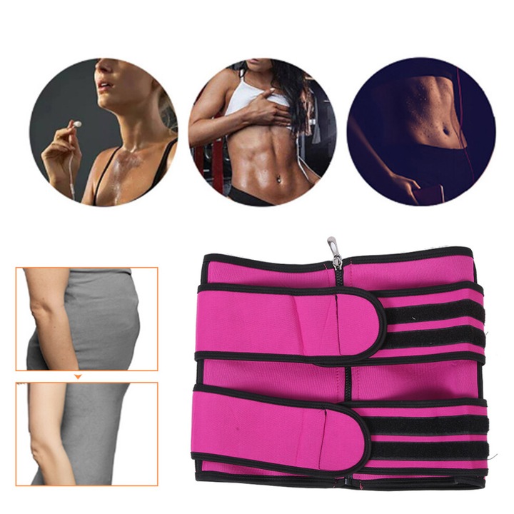 Centura slabit neopren rose red 3XL ajustabila modelatoare postpartum