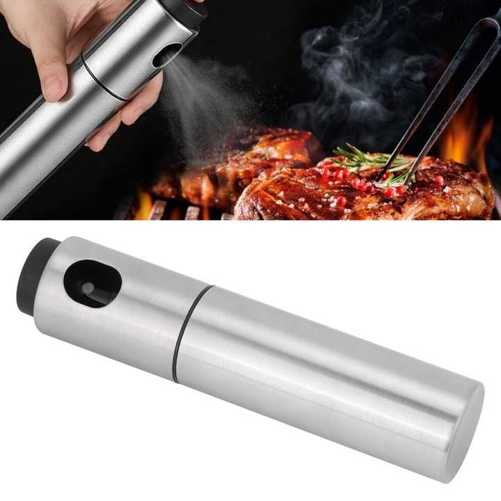 Dispenser ulei si otet, inox, 100ml, argintiu, 18x4cm