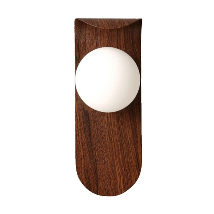 Aplica de perete minimalista Nordic, culoare nuc, 30x15x10cm