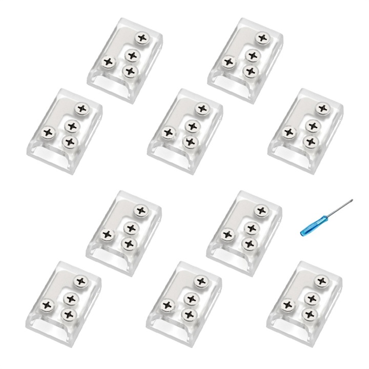 Conector colt LED 10 buc, alb, 8mm, 24V 5A, L, T, monocrom