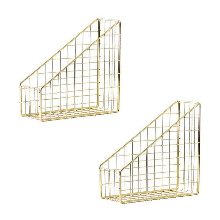 Set 2 Suporturi documente metalice aurii 25x23x8.5cm