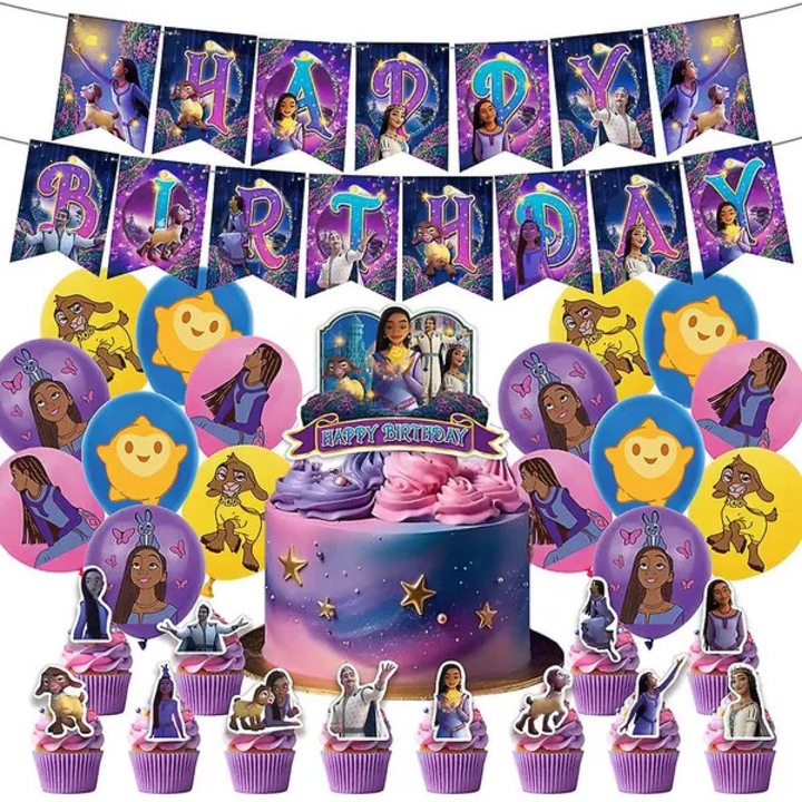 Születésnapi parti léggömb szett, bannerek, cupcake topperek, többszínű