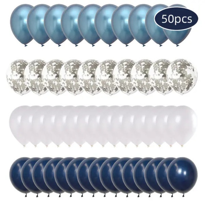 Konfetti latex léggömbök, ovális, többszínű, 12 hüvelyk, 50 darabos szett
