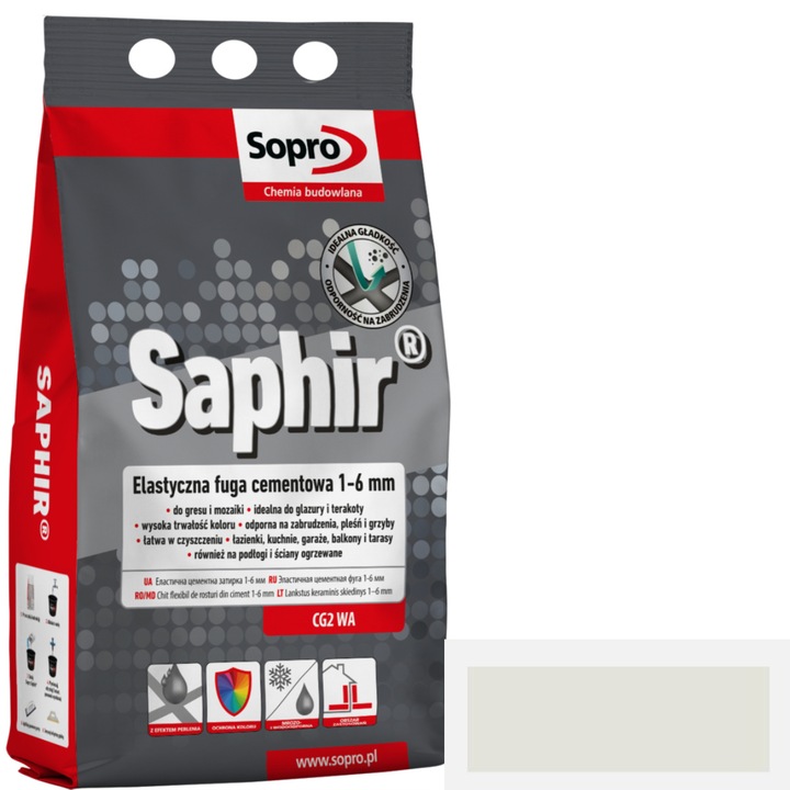 SOPRO Saphir fugázóhabarcs, flexibilis, ellenálló, világosszürke, 4kg