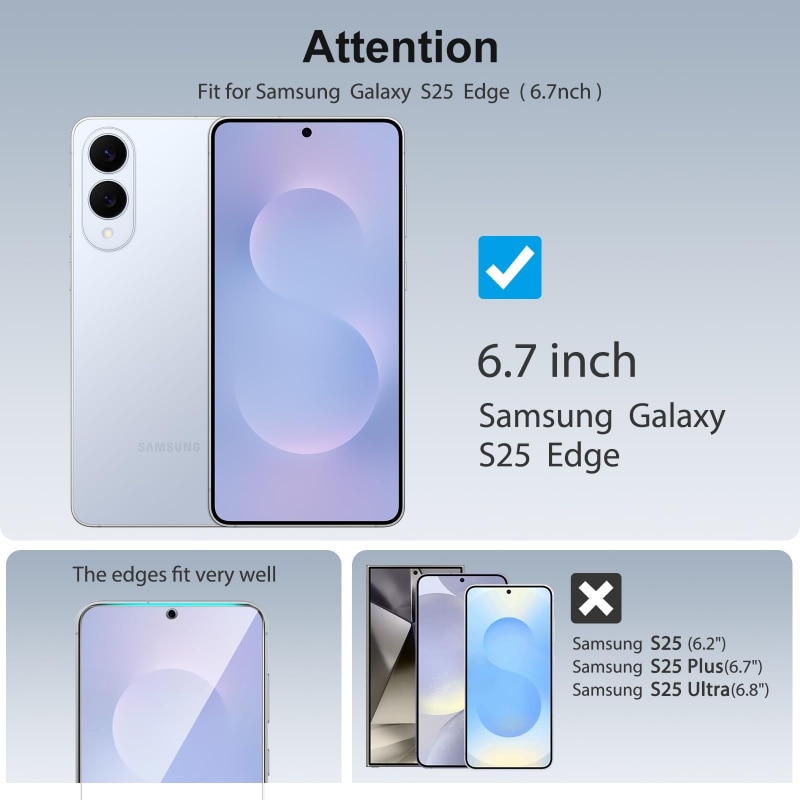 Folie protectie ecran sticla securizata 9H pentru Samsung Galaxy S25 Edge transparent 0.18mm set 2 buc