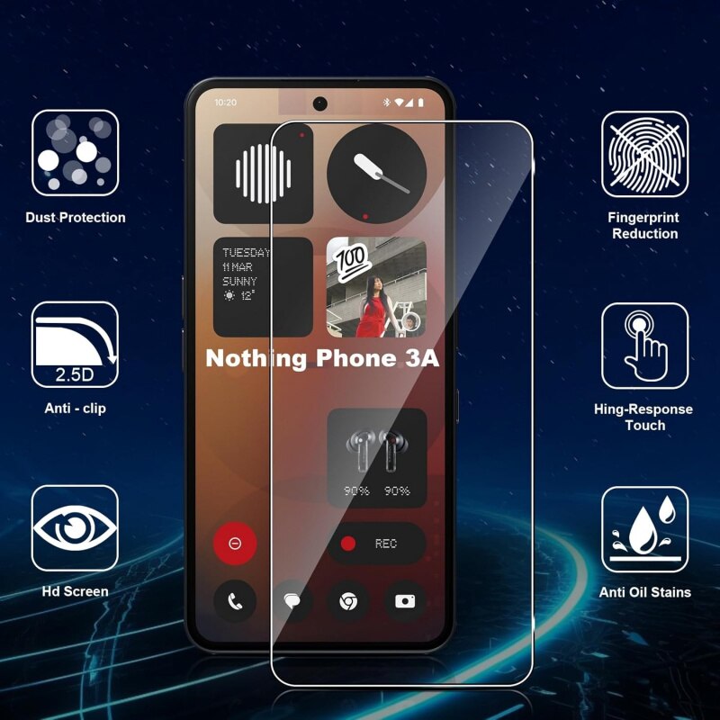 Set 2 folii sticla securizata pentru Nothing Phone 3A 3A Pro, transparent, 0.33mm, 9H, antiamprenta, antisoc