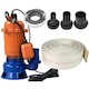 *PACHET* Pompa apa 3000W submersibila cu tocator, 25.000 l/h, 2900rpm, plutitor, racord 2'' toli, + 3 conectori apa si FURTUN POMPIERI 20M CMP1427