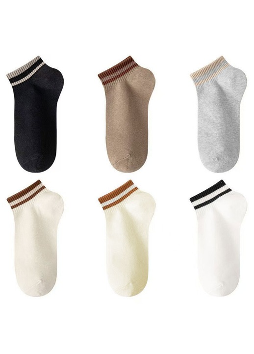 6 pár női zokni szett, pamut, varrás nélküli design, rövid, 36-41 EU méret, többszínű