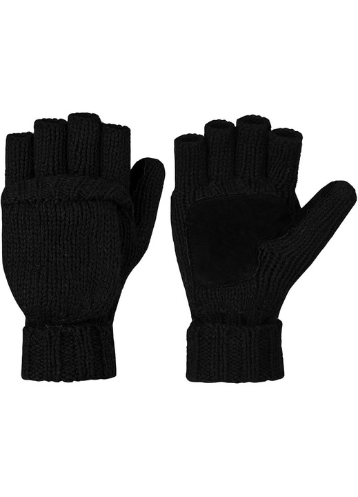 Manusi de iarna, calduroase, din lana, cu husa pentru manusi, negre