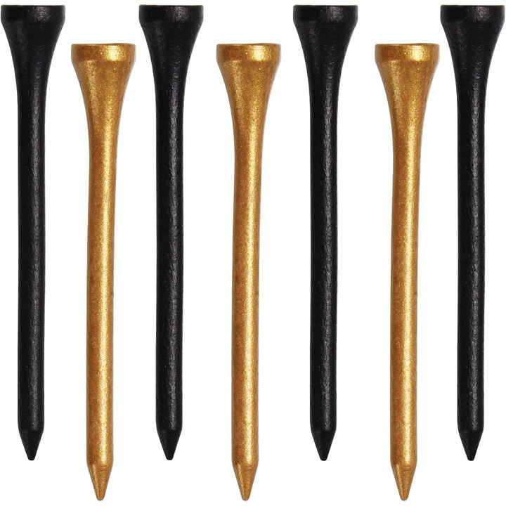 Set 70 bucati tee golf lemn natural multicolor 7cm