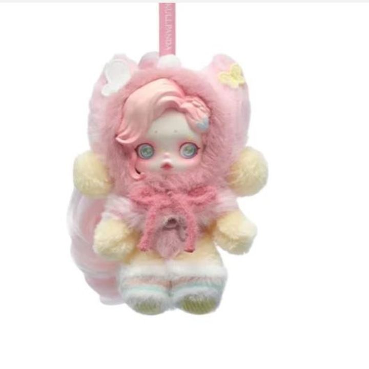 SKULLPANDA × My Little Pony plüssjáték, POP MART, Aranyos kulcstartó, Táska medál, Egyedi doboz, 16 cm, Rózsaszín