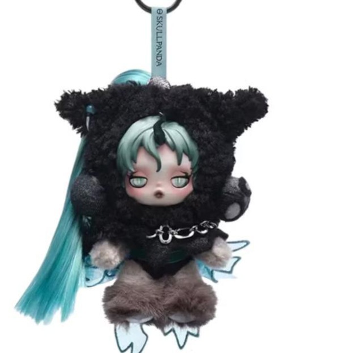SKULLPANDA × My Little Pony plüss játék, POP MART, Aranyos kulcstartó, Táska medál, Egyedi doboz, 16 cm, Regina Bug